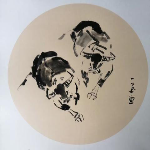 金鼠辞旧岁，福牛迎春来（画牛贺金岁）