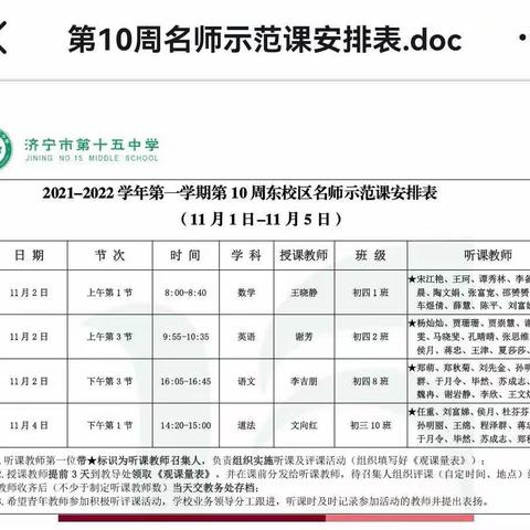 名师引领，助力成长——记十五中东校区第十周名师示范课