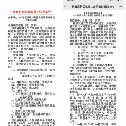 永远跟党走 奋进新征程——记龙泉小学2022年度发展对象暨入党积极分子线上培训活动