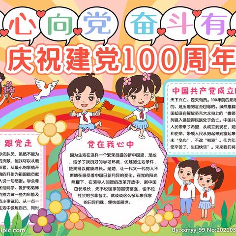 军埔小学109班第18周德育作业：《画一幅庆祝建党100周年的画或手抄报》