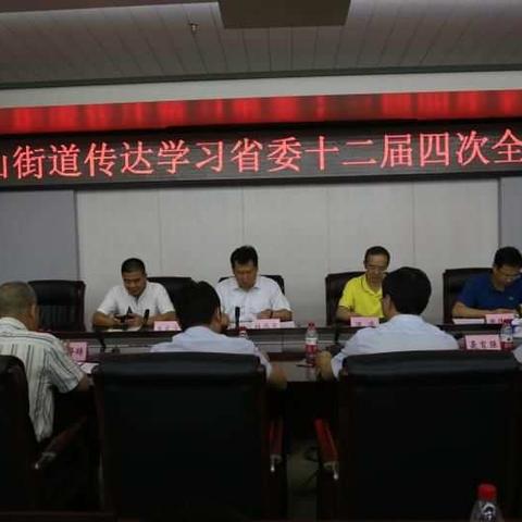 南山街道学习传达省委十二届四中全会精神