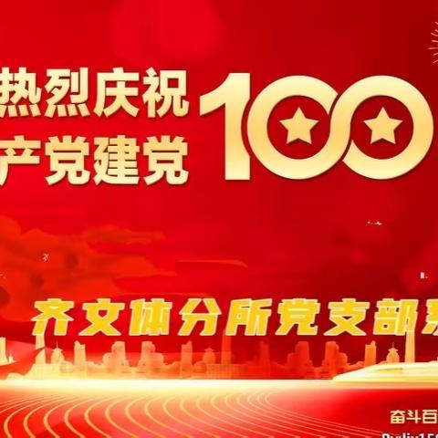 热烈庆祝中国共产党建党100周年——齐文体分所党支部系列活动