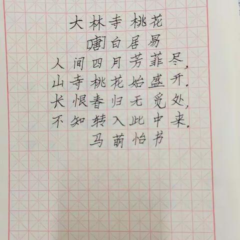 三年级硬笔字优秀作品分享