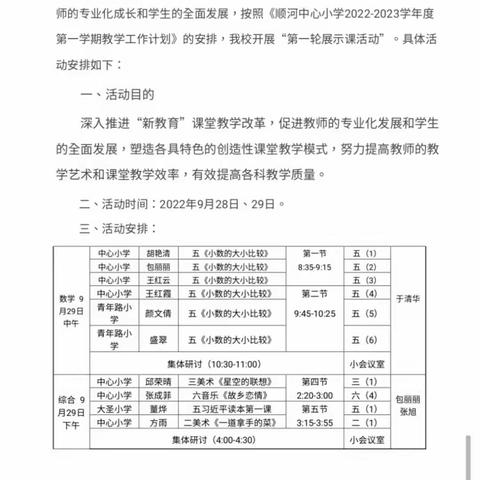 同课出精彩       异构促成长——顺河镇中心小学第一次教学展示课活动之数学篇