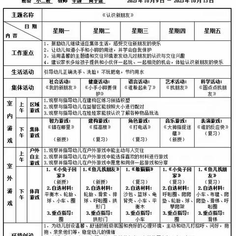 第五周保教工作计划表