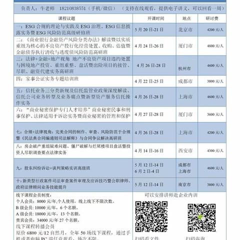 中国行为法学会培训部4-5月份课程安排