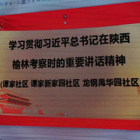 谭家新家园社区两委学习习近平总书记在陕西榆林考察重要讲话