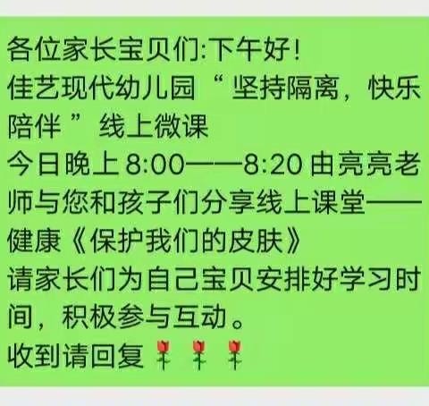 佳艺现代幼儿园——健康《保护好我们的皮肤》