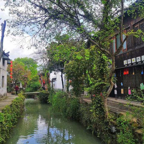 青山庭院古镇，小桥流水人家。
