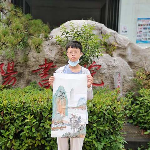 晚来秋水映飞霞，水墨新描图画