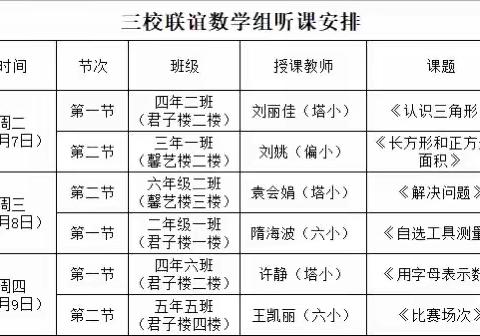 春日相逢精彩联动 三校教研共促成长 ——记塔小、六小、偏小三校数学联谊活动