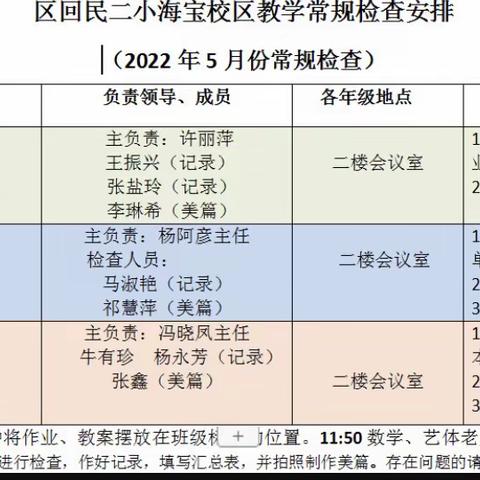 【改进作风 提升质效】——回民二小海宝校区第三次教学常规检查