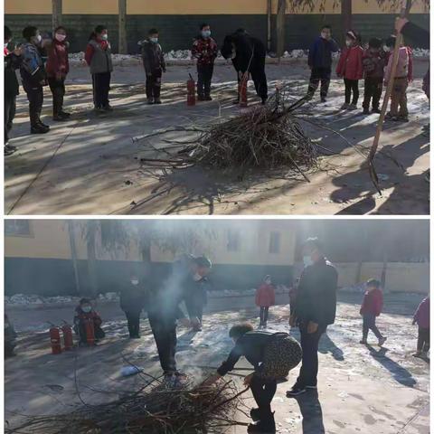 天干物燥，小心火烛——陈家沟小学全体师生进行了消防演练活动