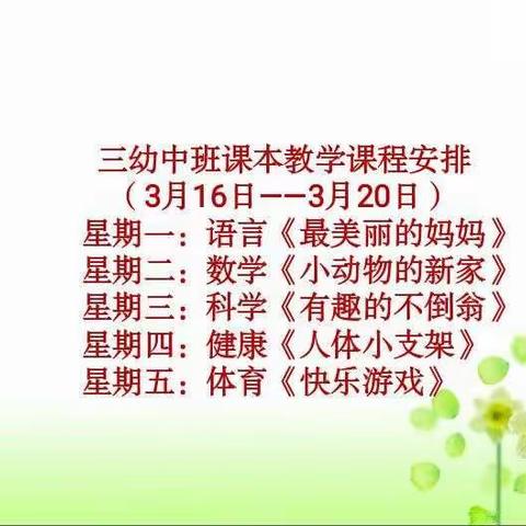 汝南县第三幼儿园中班课本教学周三课程安排——科学活动《有趣的不倒翁》