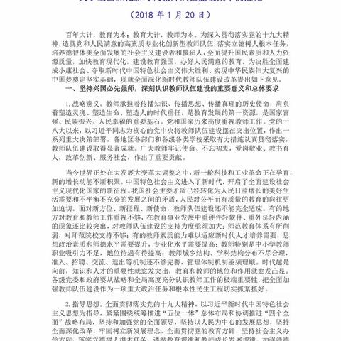 中共中央 国务院关于全面深化新时代教师队伍建设改革的意见