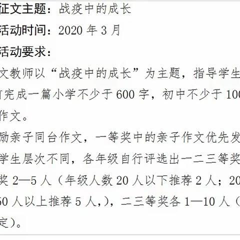 五龙口镇尚二小学“战役中的成长”征文比赛