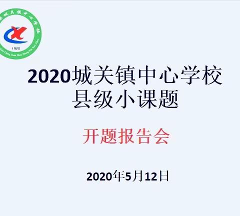 喜迎课题开题  助力科研兴校——记城关镇中心学校2020年县级小课题开题报告会