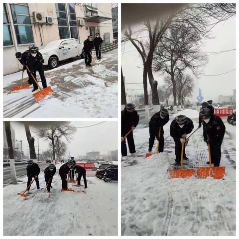 【历下城管执法】泉城广场中队 雪情就是责任 督促商户落实门前五包