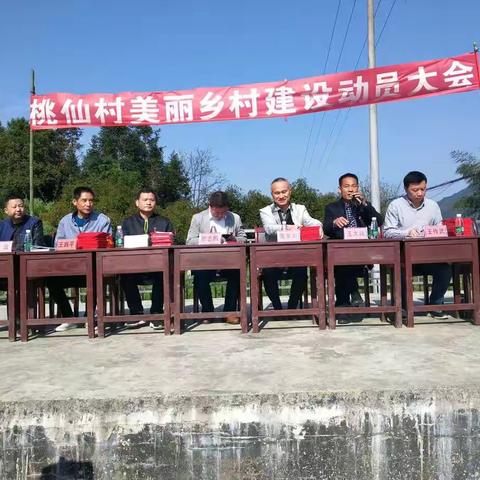 2019年4月6日桃仙村举行了主题党日，美丽乡村建设、扫黑除恶,产业发展,人居环境整治,动员大会。