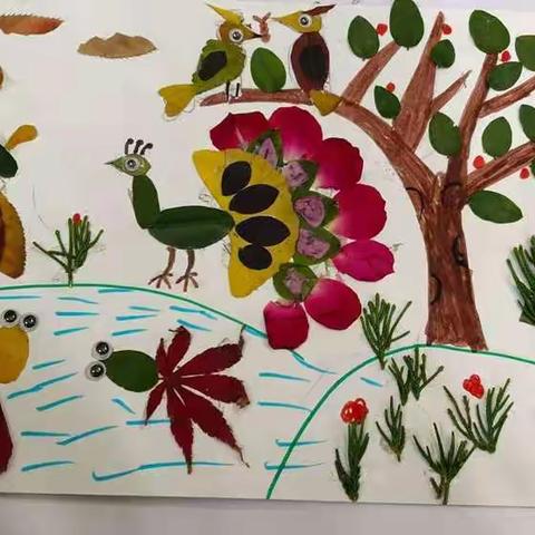 一二班《无限想象—树叶贴画展》