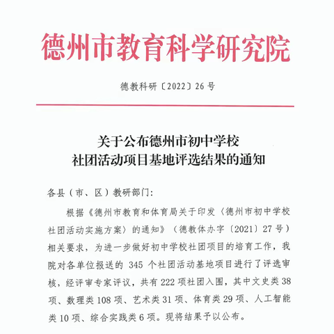 创多彩社团，铸美好未来——德州市第九中学社团活动项目基地入围社团