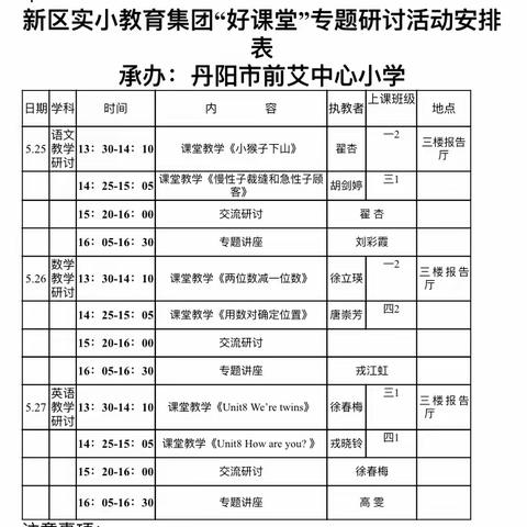 有效课堂    研无止境——前艾中心小学承办新区实小教育集团“好课堂”专题研讨活动