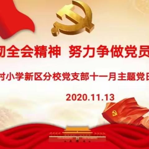 学习贯彻全会精神  努力争做党员先锋 ——钟家村小学新区分校十一月支部主题党日活动