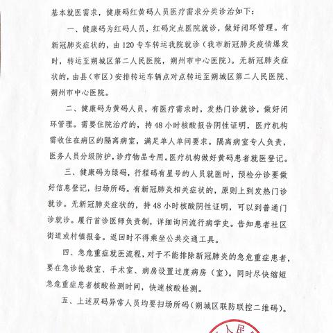 健康码、行程码异常人员就诊、住院通知