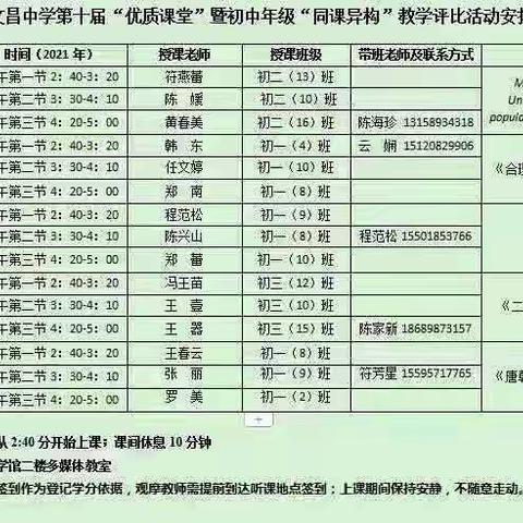 文昌中学第十届“优质课堂”教学评比活动——化学组