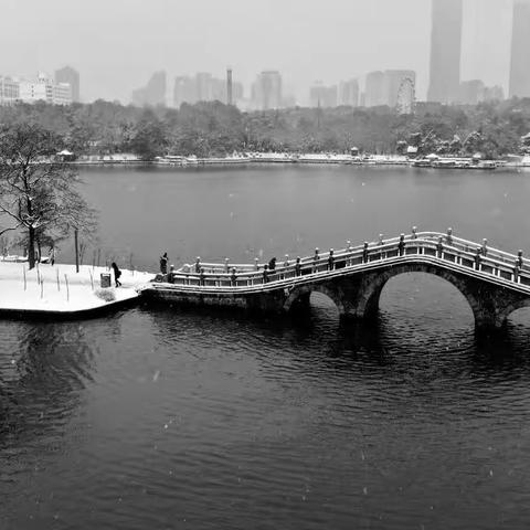 元旦节雪中的烈士公园