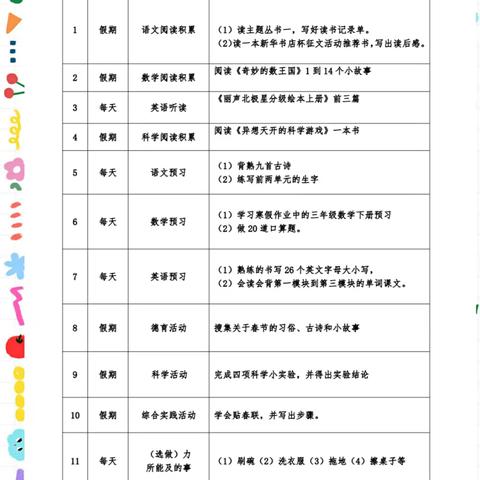 新年新起点，梦想新启航-寿光市建桥学校三年级寒假生活指导
