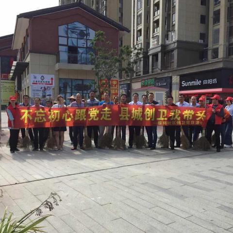不忘初心跟党走，县城创卫我带头                                     ——绥南社区党总支“党员活动日”