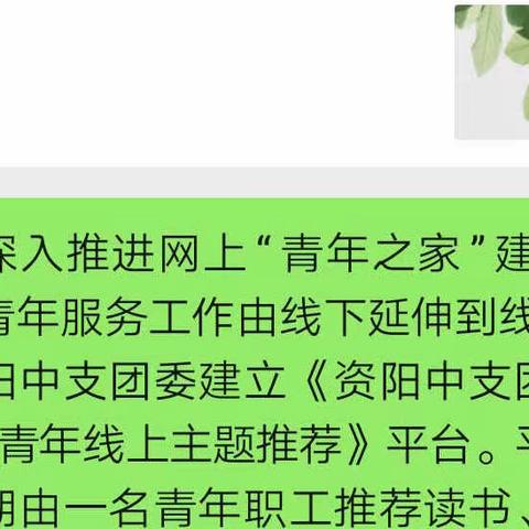 资阳中支团委充分利用互联网加强线上青年服务