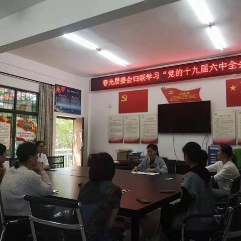 吉阳区春光社区妇联传达学习党的十九届六中全会精神