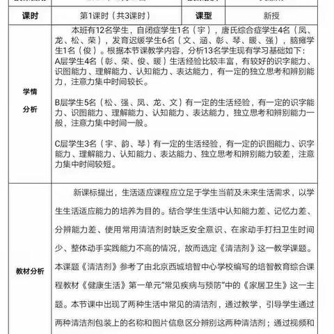 启智生活组公开周生活适应《清洁剂》课堂交流活动