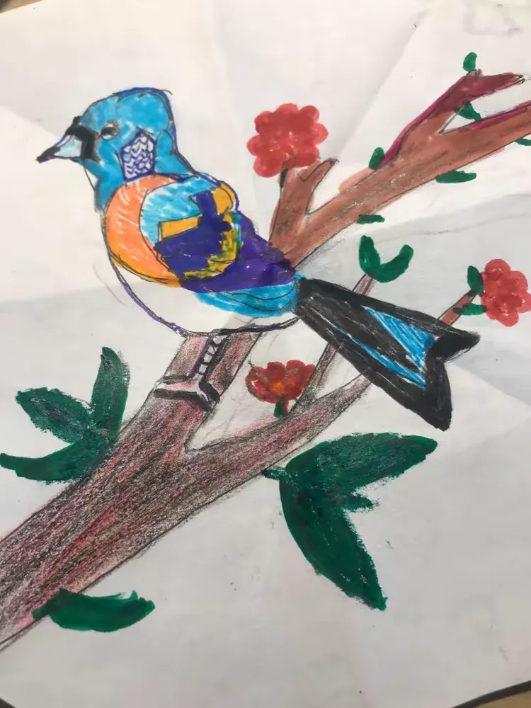 二年级学生作品《鸟语花香春意浓》