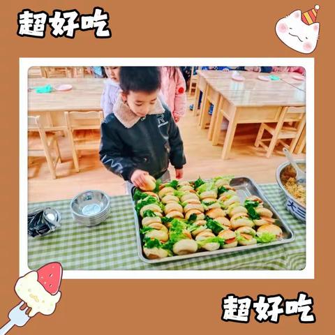 幼儿园自助餐“烹”然心动💗，不负美好时光🍟，“食”刻相伴💑，因为喜欢所以热爱💖，因为责任所以用心❤️