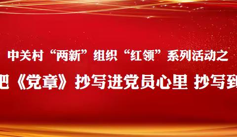 中关村街道“两新”组织“红领”系列活动之 把党章抄写进心里，抄写进抗疫行动中