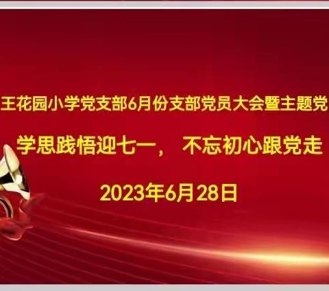 学思践悟迎七一，不忘初心跟党走——郓城县王花园小学党支部6月份主题党日活动