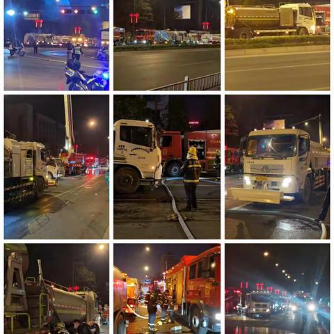 洒水车巧变“救火”车，连夜支援消防灭火