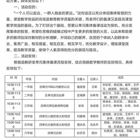 【相沟中小  刘善梅】春来勤学早、成长不延期———相沟小学四年级数学线上第二次单元集体备课