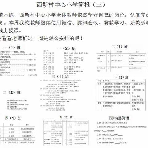 西靳村中心小学线上教学工作简报（三）