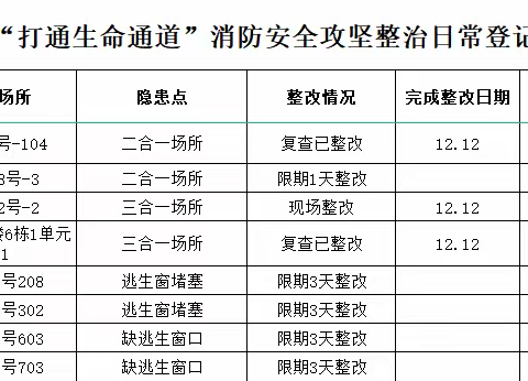 消防办日常工作简报 12月12日 星期一