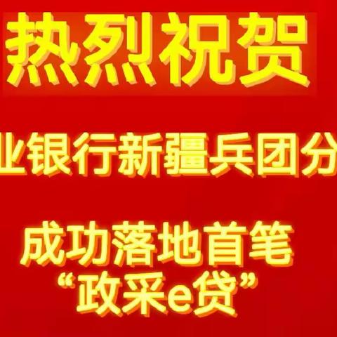 农业银行新疆兵团分行成功落地首笔“政采e贷”