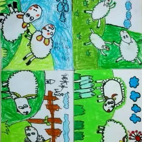 未来星广场校区创意油彩班小宝贝画的可爱小羊！