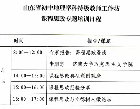 坚守地理思政使命 践行学科育人担当 ——烟台初中地理工作坊参加山东省课程思政专题培训