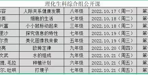 人人展风采，互学共成长           —记理化生综合教研组公开课活动