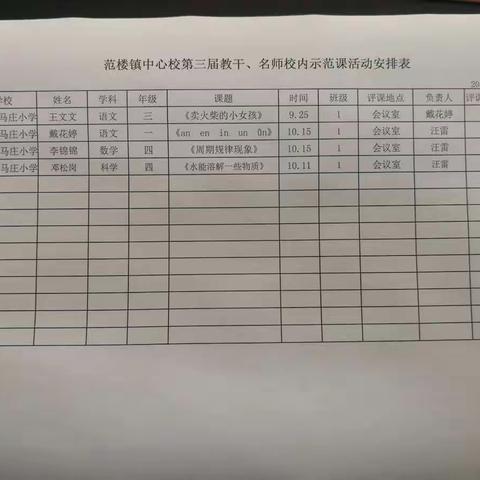 范楼镇马庄小学教干、名师示范课