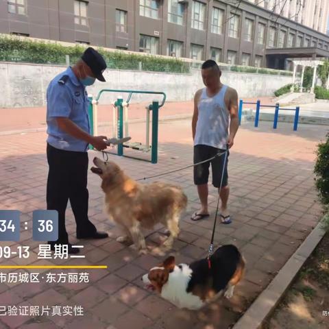 王舍人庄派出所在辖区多小区内开展犬类管理专项整治工作