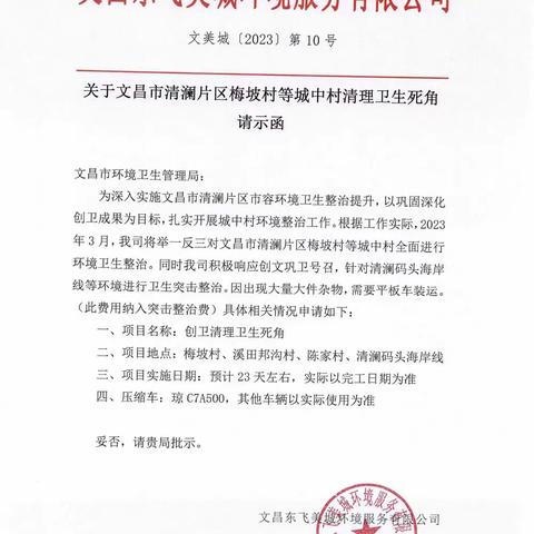 市环卫局对文昌市清澜片区3月份卫生死角综合整治验收